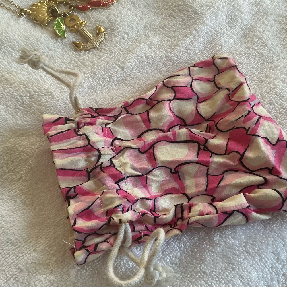 Lilly Pulitzer Pink and White Drawstring Pouch